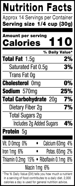 nutrition label for Seasoned Italian Style Bread Crumbs