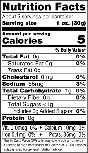 nutrition label for Fire Roasted Italian Style Peppers