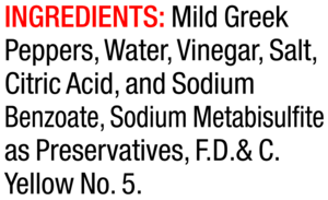 ingredients label for Greek Peppers