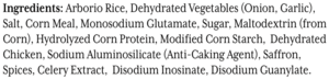 ingredients label for Risotto Alla Milanese Style With Saffron