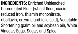 ingredients label for Large Cannoli Shells