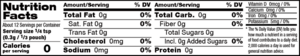 nutrition label for Flavoring and Coloring