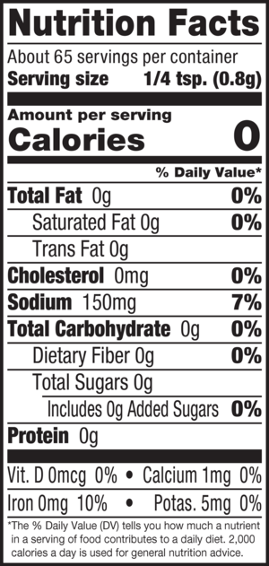 nutrition label for Avocado Toast Seasoning