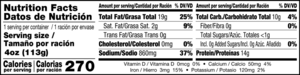 nutrition label for Mussels in Marinade Sauce