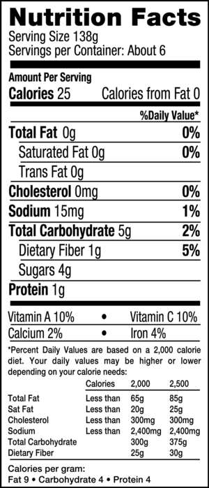 nutrition label for Organic Peeled Tomatoes