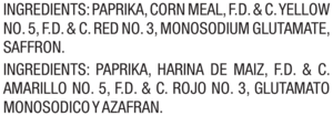 ingredients label for Flavoring and Coloring